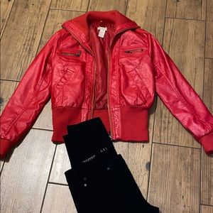 Woman’s small Retro/80s pleather Red jacket